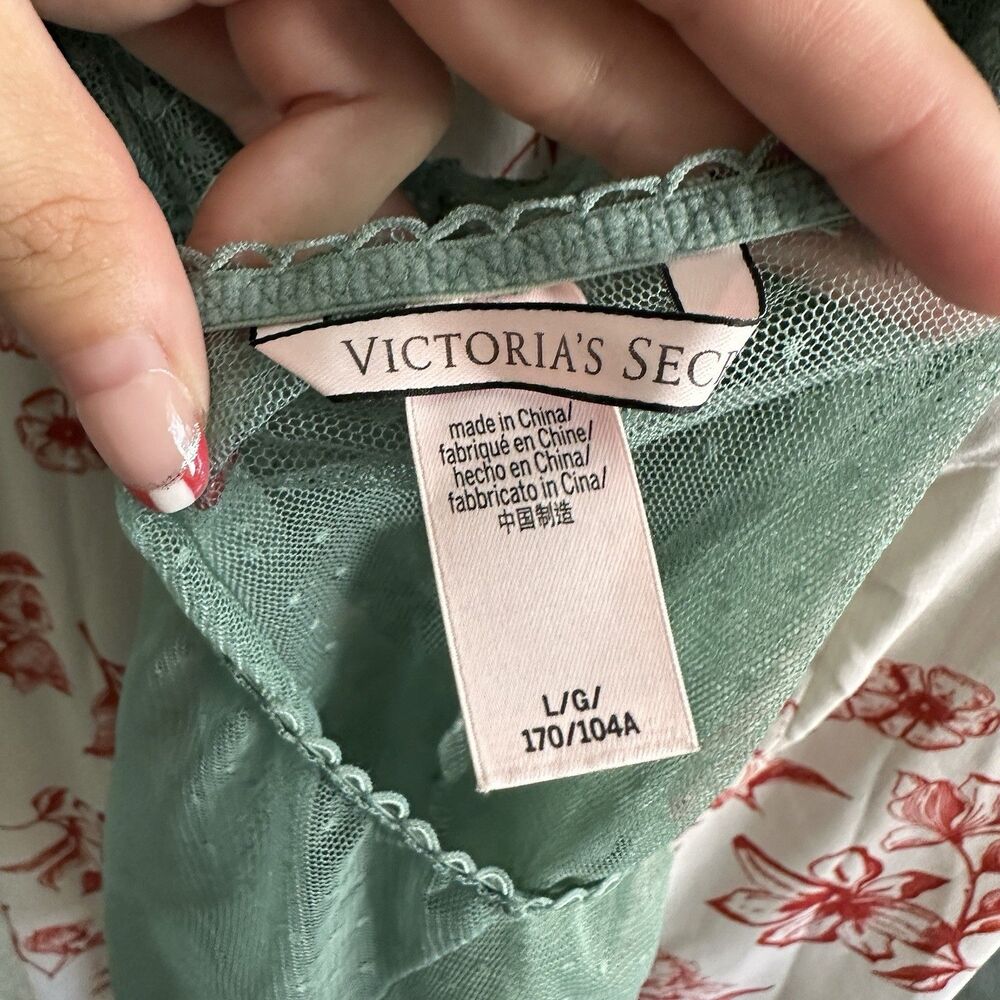 Victoria's Secret Babydoll Chemise Green Lace Mesh Lingerie Nightgown Sleepwear - Picture 10 of 13